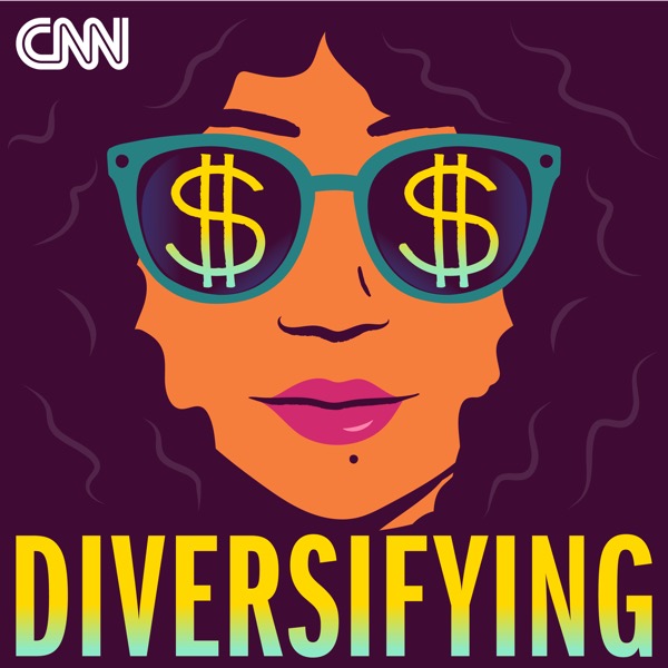 A woman of color wears sunglasses with dollar signs on the lenses